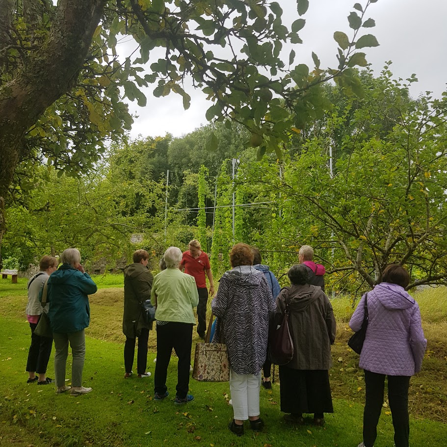 organic garden with tour group