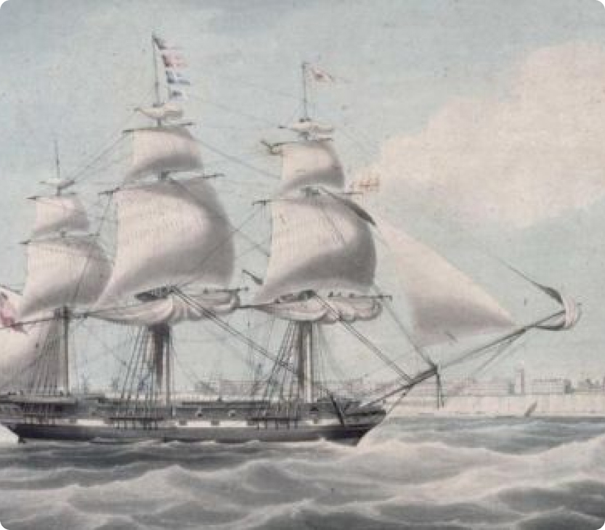 Old painting of a large ship